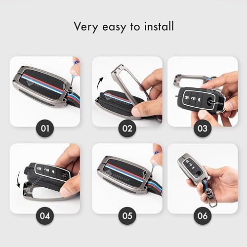 Image of SHOPOFLUX Metal Key Cover Compatible for Tata Curvv | Curvv EV Electric | Sierra | Safari | Harrier | 4 Button Smart Key Only (Metal Black Silicone)