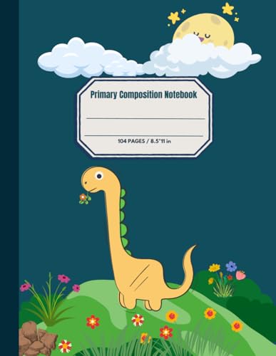 Happy Dinosaur - Dino Primary Composition Notebook Half Page: Grades K-2 School Exercise Book