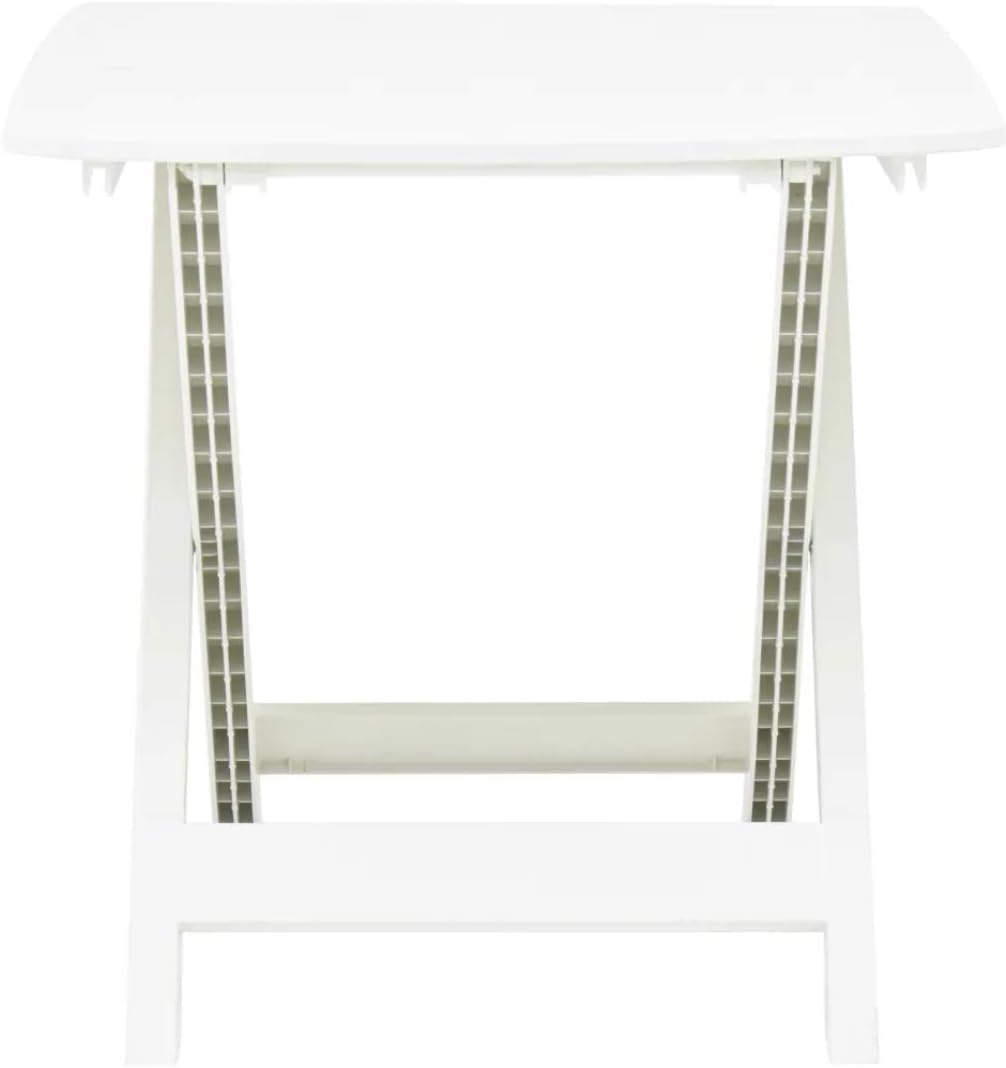 Tomaino - Table en plastique pliable pour intérieur et extérieur - Table de jardin effet bois 79 x 72 cm (blanc)