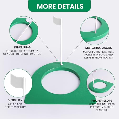 Image of Golf Putting Cup and Flag Putt Training Hole All-Direction Surface Regulation Practice Cups for Men Women Kids Indoor Outdoor Home Office Backyard Golfing