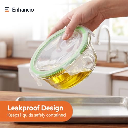 Image of Borosilicate Glass Containers with Air-Vent Lids, Round | 400 ml, Set of 3 | Airtight & Leakproof | Microwave, Freezer & Dishwasher Safe for Kitchen, Fridge and Lunch