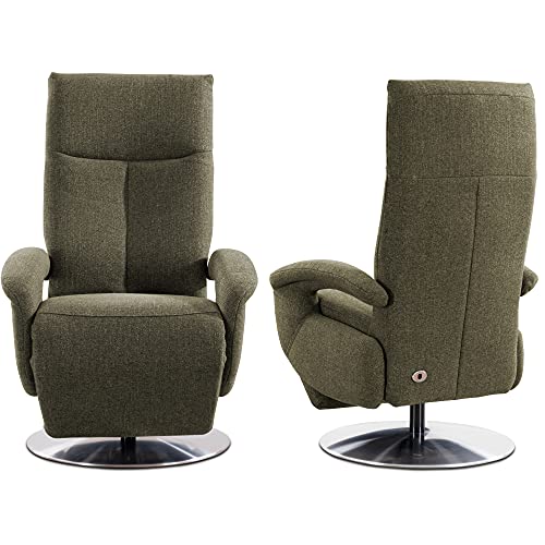 CAVADORE TV-Sessel Tirol mit Akku / Fernsehsessel mit Aufstehhilfe, elektrisch verstellbarer Relaxfunktion / 2 E-Motoren / Kabellos / 74 x 112 x 82 / Strukturstoff: Grün – Bild 7