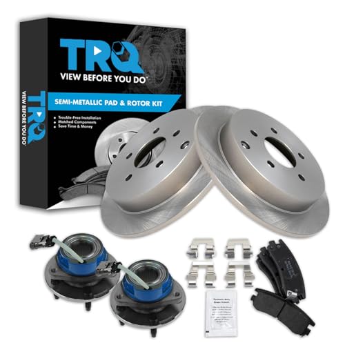 Image of TRQ Rear Brake Pad and Rotor Set Semi Metallic Compatible with 2002-2006 Buick Rendezvous 2002-2004 Chevrolet Venture Oldsmobile Silhouette 2001-2005 Pontiac Aztek 2002-2005 Montana