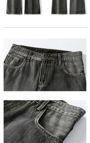 Men Vintage Straight Jeans Zipper with Pockets Pants Streetw Casual Washed Denim Trousers3