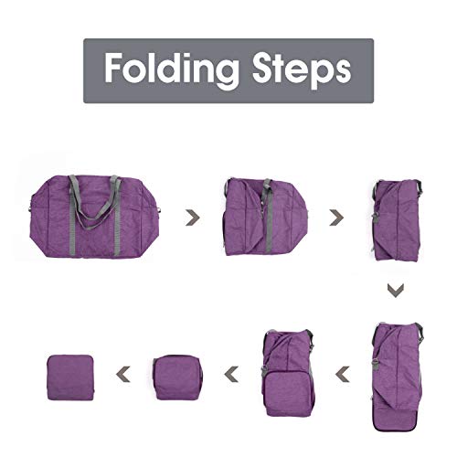For Spirit Airlines Foldable Travel Duffel Bag Tote Carry on Luggage Sport Duffle for Women and Girls (Purple)