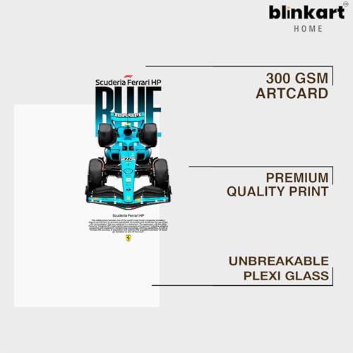 Image of BLINKART Scuderia Ferrari SF-23 CarFramed Posters Gift Items Boys Room Wall Decoration Bedroom Office Studio Synthetic Wood Frame & Acrylic Glass Ready to Hang - 12x8 Inch, (A4 Size) - CAR-257