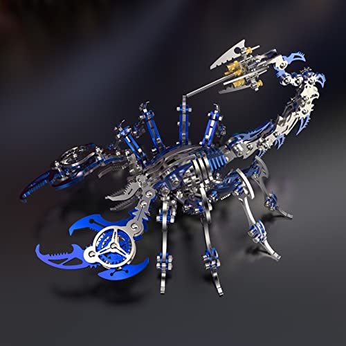 Puosuo Colourful 3D Metal Puzzle Scorpion Diy Model Kit, Puzzle Jigsaw Scorpion King 3D Stainless Steel Ornaments (Blue) #TOP4