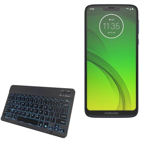 BoxWave Keyboard Compatible with Motorola Moto G7 Power - SlimKeys Bluetooth Keyboard - with Backlight, Portable Slim LED 7 Colors - Jet Black