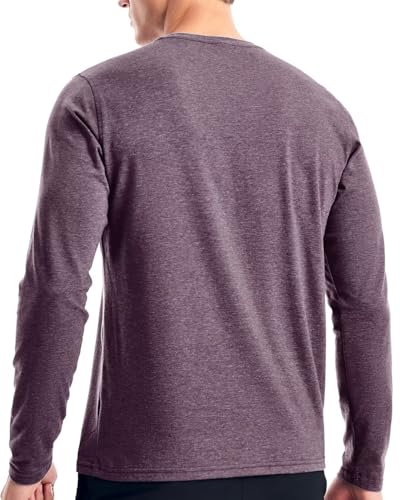 Zengjo Mens Henley Shirts Long Sleeve Casual 3 Button T-Shirts Cotton Blended Tee3