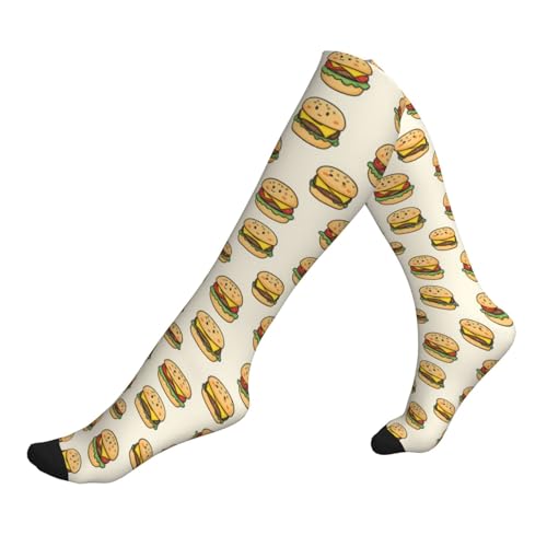 Impresión Linda De Hamburguesa Con Queso Calcetines De Compresión Deportivos Calcetines Medias Compresion Para Circulación Fitness Hombres Atletismo 1 Par 50Cm