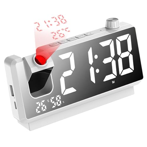 Reloj despertador de doble proyección, función giratoria de 180 grados, dispositivo manual externo de 7 pulgadas, componente duradero de mantenimiento de lectura de libros electrónicos, cierre