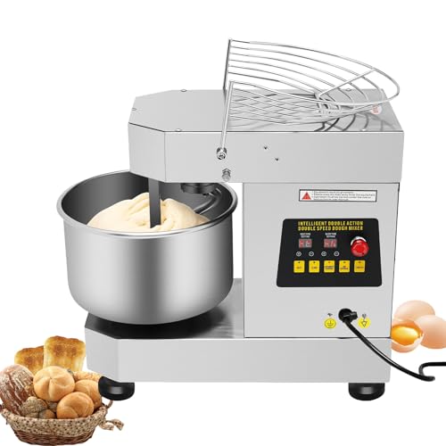 JAYGOVAN 10Qt Commercial Food Mixer, 7500W Heavy Duty Electric Food Mixer Commercial Speeds Adjustable Stand Mixer Dough Kneading Machine with Stainless Steel Bowl for Bakery Pizzeria Restaurants