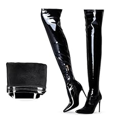 Black Patent Wools Lining