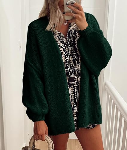 Image of PRETTYGARDEN Womens Oversized Cardigan Sweaters 2026 Fall Long Lantern Sleeve Knit Open Front Lightweight Sweater