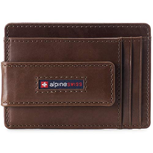 Image of alpine swiss Harper Mens RFID Slim Money Clip Front Pocket Wallet Minimalist Leather ID Card Holder