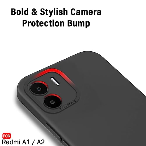 Image of TheGiftKart Liquid Silicon Back Cover Case for Mi Redmi A1 / A2 | Stylish Camera Protection Module | Micro-Fibre Lining Inside | Shockproof Back Cover Case for Mi Redmi A1 / A2 (Silicone, Black)