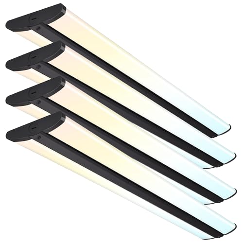 Image of hykolity 4FT 5'' W LED Wraparound Light with 55W /65W /75W, 3000K /4000K /5000K | 5500LM-7500LM,Low Profile Design, No Glare, Flush Mount Ceiling Light for Office, Kitchen,Laundry Room, ETL, 4 Pack, Black