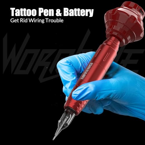 Image of Wormhole Tattoo Wireless Tattoo Machine Kit, Complete Tattoo Practice Gun Kit Tattoo Kit with 1,050mAh Battery, Cartridge Needles, Inks, Gloves, and Accessories for Beginners