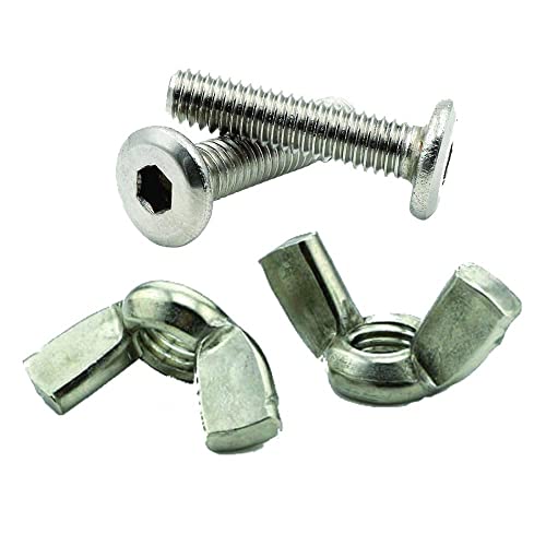 Image of Rely⇒VP INDUSTRIES (Combo Set -10 Pcs) M6x25 mm Allen JCB Screw with M6 Wing Nut Internal Thread With Allen Key 1 Pc | Fastener for Joining Wood Boards, Cabinets, Cupboards,Chairs & Beds