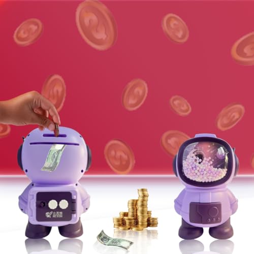 Image of Money Saving Bank with Coin Slot / /Creative Cartoon Design Money Bank / /Plastic Piggy Bank for Boys & Girls (Pack of 1) (Astronaut - Purple)