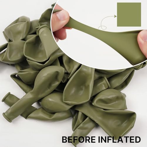 Image of PartyWoo Sage Green Balloons 100pcs 12 Inch Olive Boho Green Latex Helium Balloons for Birthday Baby Shower Graduation Wedding Dinosaur Jungle Golf Football Baseball Theme Party Decorations Green-F11