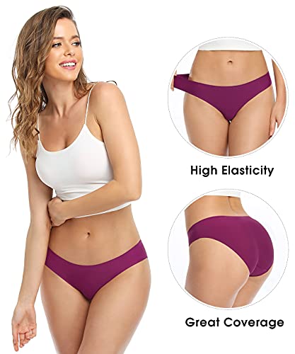 20 Best No Show Underwear for Yoga Pants (2026) 15 Xibing Women's Seamless Underwear No Show Stretch Bikini Panties Breathable Invisible Hipster Panty 5-Pack(X826-L-Dark)