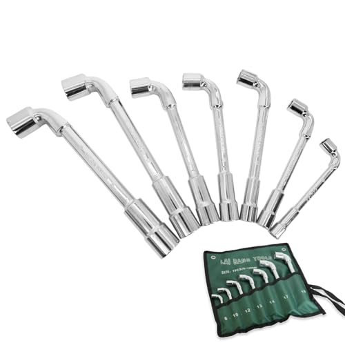 Flewdart set cle a pipe 6 pans 8mm 10mm 12mm 13mm 14mm 17mm 19mm 7pcs, douille a pipe, clé à pipe, clé a pipe, clef a pipe CRV acier au chrome vanadium