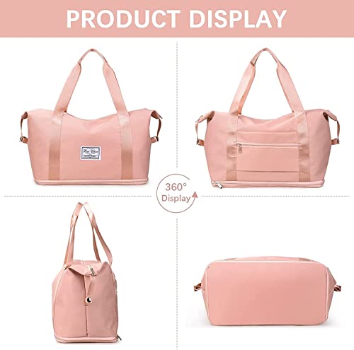 Image of Nylon Duffle Bag for Travelling |Waterproof and Large Travel Bag for Women's Luggage | Expandable & Multipurpose Large Capacity Weekender Carry Bag (Peach)