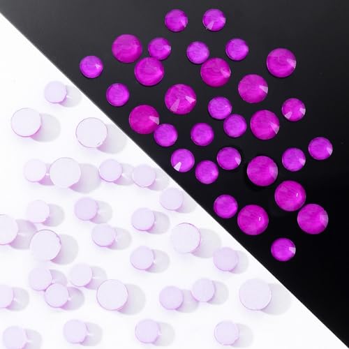 Image of Neon Purple Flatback Rhinestones, Glass Rhinestones for Nail Art and Craft, Glue Fix, Loose Crystal Gemstones(Neon Purple, SS10, 1440pcs, 2.7-2.8mm)