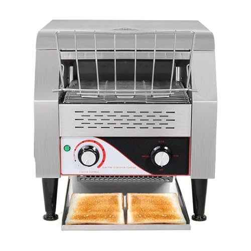 ZEEKYFOR Tostadora Comercial con Cinta Transportadora Tostadora para Restaurante 300-450 Rebanadas/Hora, Horno de Pan de Acero Inoxidable de Alta Resistencia de 2200 W/2600 W,300 Slices