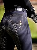 Vollbesatz Grip Damenreithose Rosegold- Blau