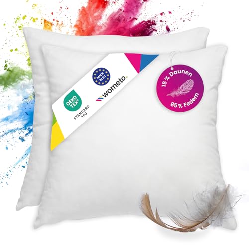 wometo Premium-line Oeko-TEX 2er Set Feder- & Daunenkissen Sofakissen - 85%...