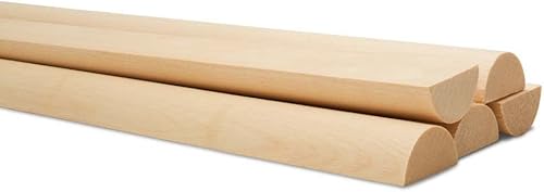 Miniatura 4 de Varillas de madera divididas de 48 pulgadas x 1 pulgada, paquete de 10 tacos de madera largos sin terminar divididos para bricolaje de madera para