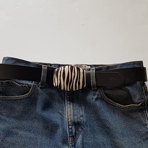 Western Zebra Printed Cow Hair Buckle Belt2