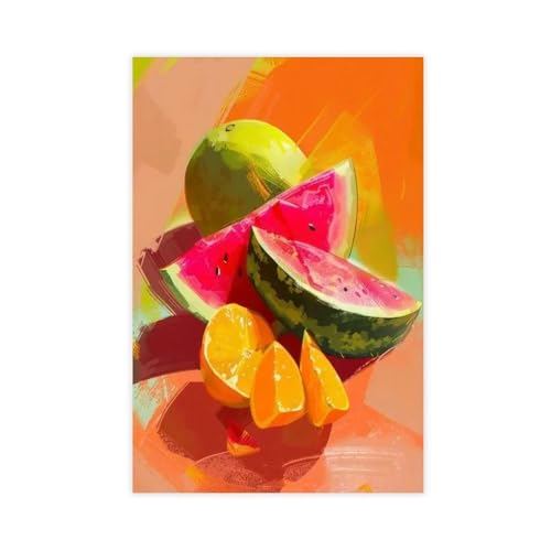NKALFGH Wassermelone & Orange Küche Leinwand Poster Schlafzimmer Dekor Landschaft Dekor Geschenk 20 x 30 cm