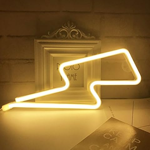 QiaoFei Neon Light,LED Lightning Sign Shaped Decor Light,Wall Decor for Christmas,Birthday Party,Kids Room, Living Room, Wedding Party Decor (Warm White) Cover