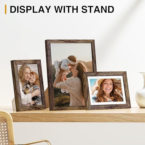 Image of Vittanly 15 Pack Picture Frames Collage Wall Decor for Mounting or Tabletop Display, Gallery Frame Set for Family, Multi Sizes Including 3pcs 8x10, 6pcs 5x7, 6pcs 4x6, Brown
