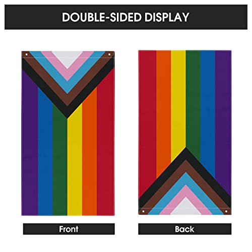 Avoin Colorlife Large Progress Lgbt Pride Rainbow House Flag 3X5 Ft Double Sided Outside, Community Pride Gay Lesbian Banner Yard Outdoor Decoration #TOP5