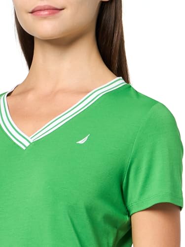 Image of Nautica Women's Solid V-Neck Short Sleeve T-Shirt Shirt