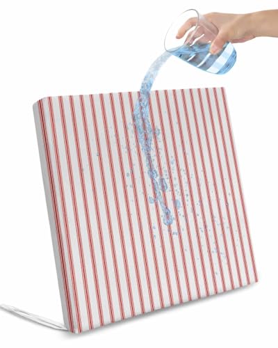 2 Pack Red Vertical Stripes Waterproof Cushion Covers with Ties Outdoor Patio Chair Seat Cushion Slip Covers Replacement(Only Cover) Geometric Minimalist Solid Bohemian Dots 20''x18''x4''