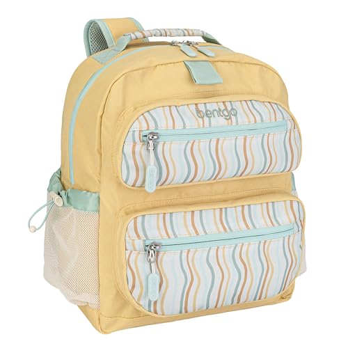 Image of Bentgo Kids Backpack (Whimsy & Wonder Collection) - Lightweight 14'' for School, Travel & Daycare - Ideal for Kids 4+, Durable & Water-Resistant, Roomy Interior, Loop for Lunch Bag (Wavy)