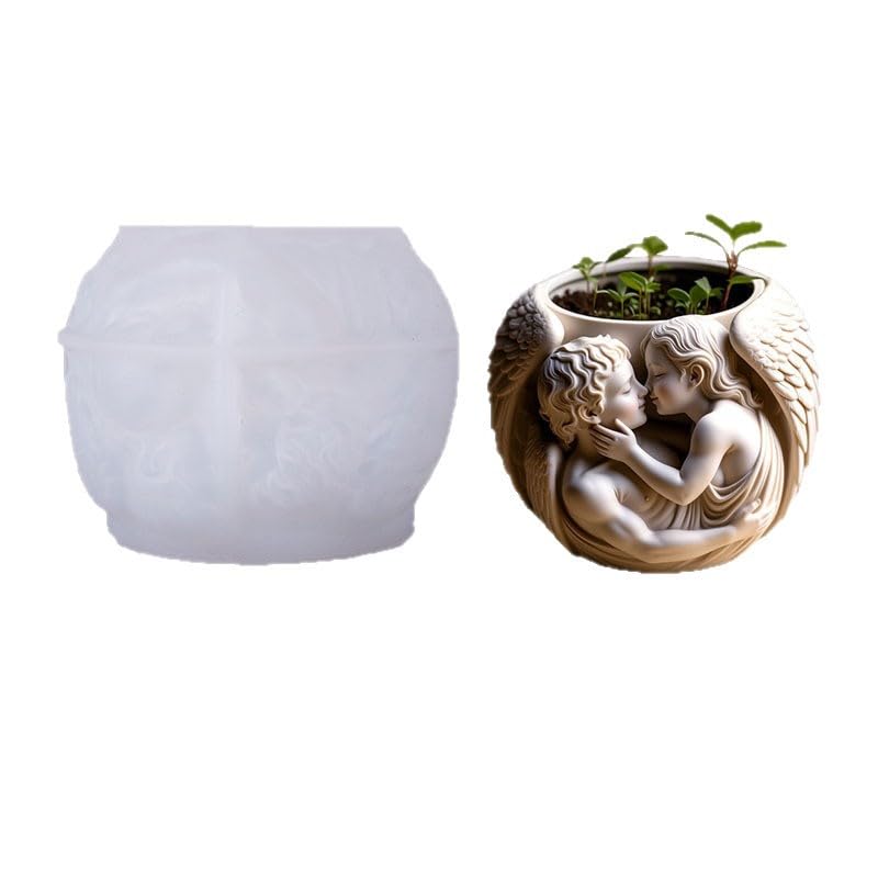 Snoogg Angel Embrace Silicone Mold for Eco Resin Casting, Jesmonite, Resin Crete, Ecocrete, Concrete & Plaster, Romantic Angel Couple Planter Mold for DIY Home Decor Crafts-image-32