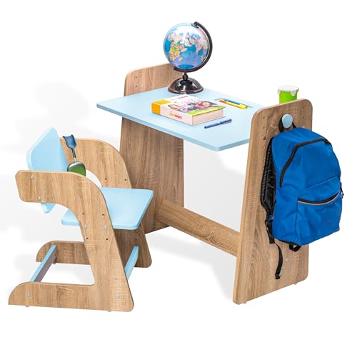 Image of Alex Daisy Texas Height Adjustable Kids Study Table & Chair Set | Non-Toxic Safe Material | Soft Coated Premium Finish | Engineered Wood Kids Study Desk (Blue)