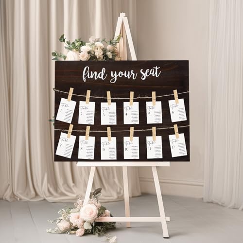 Colingmill Wedding Seating Chart Board Display For Reception Solid Wood Seating Chart Rustic Find Your Seat Sign Board For Wedding Decor Ideas(Horizontal Style,24 x 18 Inch)