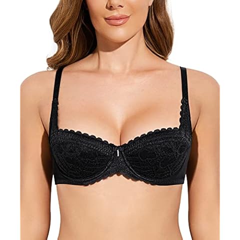 Deyllo Women's Lace Push Up Balconette Bra Cover