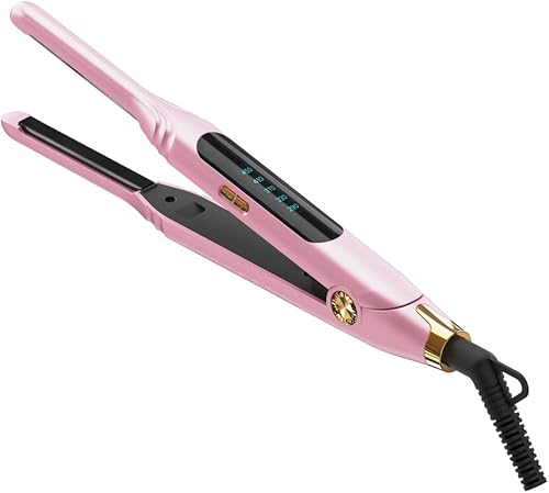 Mini planchas planas para cabello corto, corte Pixie y flequillo, alisador de pelo para bordes con pantalla LED, alisador de pelo pequeño con doble