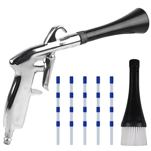 Druckluft Reinigungspistole, Kompressor Trocken Ausblaspistole 6-9 Bar mit 5 Schlauch, Sprühen Hochdruck Luftpistole, Druckluftpistolen Sprühpistole für Schmutz und Staub aus Auto(Schwarz)