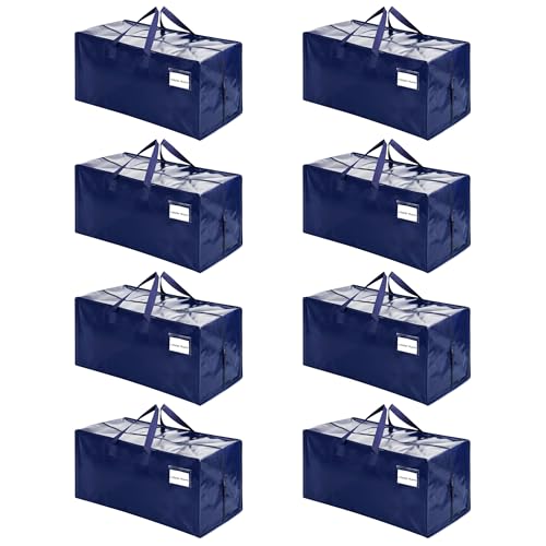 VENO 8 Pack Moving Bags w/Backpack Straps, Heavy Duty, Moving Boxes Alternative, Packing Supplies, Large Storage Totes for Dorm Room Essentials with Zipper for Clothes (Blue, 8 Pack)