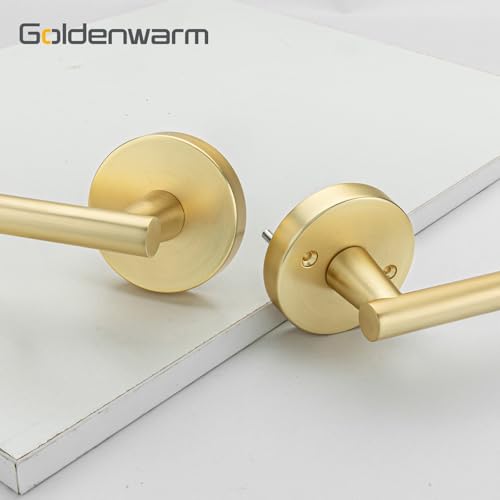 Image of Goldenwarm 8 Pack Gold Passage Door Handles, Closet Door Lever Brushed Gold Interior Door Handle for Hall and Closet, Zinc-Alloy Heavy Duty DoorHandles Reversible(no Lock)