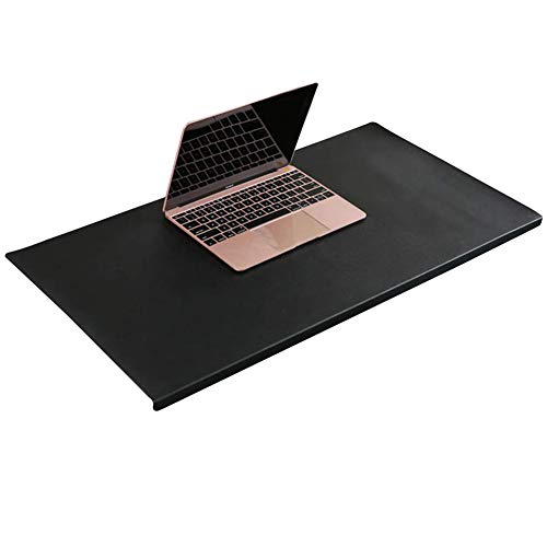 Escritorio cuero sintético, alfombrilla rectangular negra 80x40 cm miniatura 2